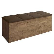 Calçadeira Bau Megh para cama Box de Casal Castanho Suede Marrom