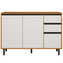 Balcão Com Tampo 3P 2G 120 cm 12640 Raven Freijo Off White PLN