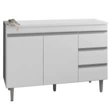 Balcao Com Tampo 120 cm 2 Portas Andreia Branco REAJL