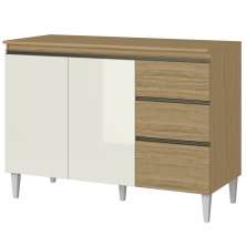 Balcao Com Tampo 3 Pts 2 Gvts 120cm 2010210 Off White Atacama ARMoveis