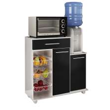 Balcao Fruteira Cozinha 2 Portas 89 cm MF185 Branco Preto Dtall