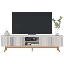 Bancada Rack TV 75 Pol 218 cm Fortaleza Off White Matte CLB