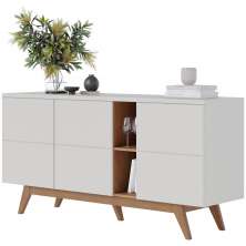 Buffet Bancada 3 Portas 160 cm Noronha Off White Matte Freijo CLB