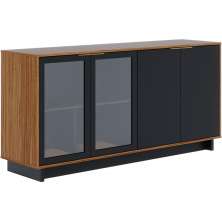 Buffet Bancada 4 Portas 160 cm Vitoria Preto Noce Milano CLB