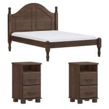 Cama Casal 02 Mesas de Cabeceira Madeira Maciça Cafe Milani Store