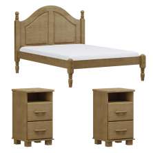 Cama Casal 02 Mesas de Cabeceira Madeira Maciça Freijo Milani Store