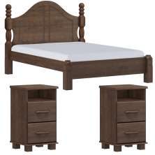 Cama Casal Classica 02 Mesas de Cabeceira Madeira Maciça Cafe Milani Store