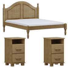 Cama Queen 02 Mesas de Cabeceira Madeira Maciça Freijo Milani Store