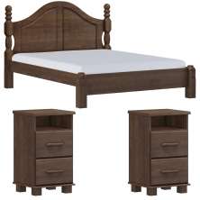 Cama Queen Classica 02 Mesas de Cabeceira Madeira Maciça Cafe Milani Store