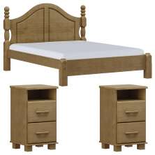 Cama Queen Classica 02 Mesas de Cabeceira Madeira Maciça Freijo Milani Store