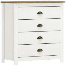 Comoda 4 Gavetas Madeira Maciça 80 cm 9101 Branco Freijo Milani Store
