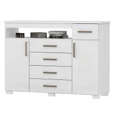 Comoda 5 Gavetas 2 Portas 152 cm OLS CO008 Branco Neve MXM
