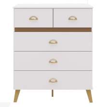 Comoda 5 Gavetas 91 cm Pes Retro IBI 20030 Branco Camarim VLR