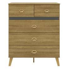 Comoda 5 Gavetas 91 cm Pes Retro IBI 20030 Nature Alasca VLR