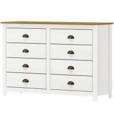 Comoda 8 Gavetas Madeira Maciça 125 cm 9102 Branco Freijo Milani Store