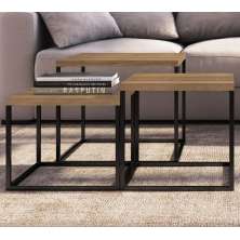 Conjunto Mesas De Centro Aço 03 Peças Preto Vermont Milani Store