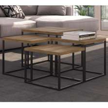Conjunto Mesas De Centro Aço 04 Peças Preto Vermont Milani Store