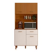 Cozinha Compacta 4P 1G 90 cm Izzi Freijo Ripado Off White PLN