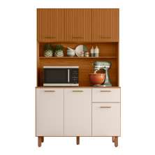Cozinha Compacta 6P 1G 110 cm Livi Freijo Ripado Off White PLN