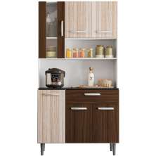 Cozinha Compacta 6P 1G 91 cm Coral Branco Rovere Amendoa PLN
