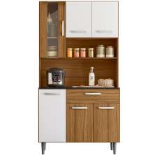 Cozinha Compacta 6P 1G 91 cm Coral Carvalho Branco PLN