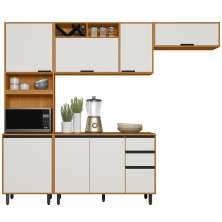 Cozinha Modulada 4 Pecas 260 cm Raven Freijo Off White PLN