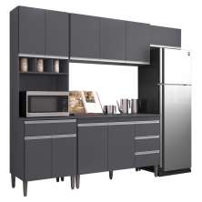 Cozinha Modulada 5 Peças 241 cm Andreia Cinza REAJL