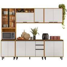 Cozinha Modulada 5 Pecas 260 cm Raven Freijo Off White PLN
