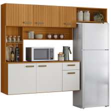 Cozinha Suspensa 6 Portas 180 cm Una Freijo Off White Ripado PLN