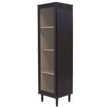 Cristaleira 1 Porta Vidro Pes Madeira 151x40 cm E963 Preto Dtall