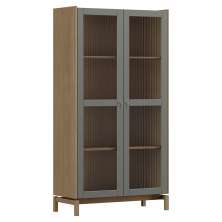 Cristaleira 2 Portas Vidro Canelado 190x100 cm 2158 Oak Ferrolack Milani Store