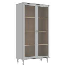 Cristaleira 2 Portas Vidro Pes Madeira 151x80 cm E957 Cinza Dtall