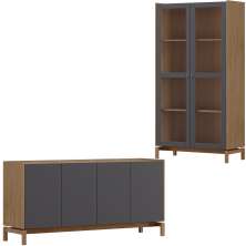 Cristaleira 2P Vidro Balcao Buffet 4P 1G Tauari Concret Milani Store