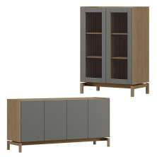Cristaleira 2P Vidro Balcao Buffet 4P Oak Ferrolack Milani Store