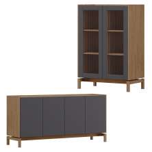 Cristaleira 2P Vidro Balcao Buffet 4P Tauari Concret Milani Store