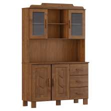 Cristaleira 4 Portas 3 Gavetas Com Aplique 122 cm 1279 Castanho Milani Store
