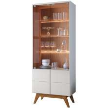 Cristaleira 4 Portas Noronha Off White Matte Freijo CLB