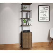Estante 01 Porta 04 Prateleiras Vermont Preto Fosco Milani Store