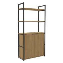 Estante Alta Flex 2 Portas 151X33 cm LI041 Freijo Preto Fosco KPB