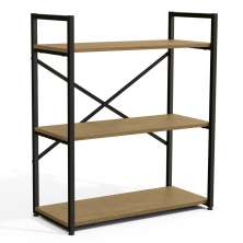 Estante Baixa 3 Prateleiras 87x72 cm LI007 Freijo Preto Fosco KPB