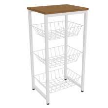 Fruteira De Chão 3 Cestos 75 cm LI035 Canela Branco KPB