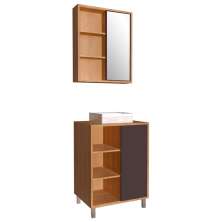 Gabinete 60 cm Espelheira e Cuba Branca CJ7250 Mell Grafite FAEM
