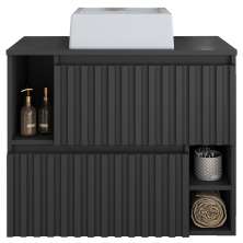 Gabinete Suspenso 2 Portas Com Cuba Branca 75 cm BL1000 Grafite FAEM