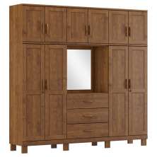 Guarda Roupa 10P 3G Capela Espelho 225 cm 1288 Castanho Milani Store