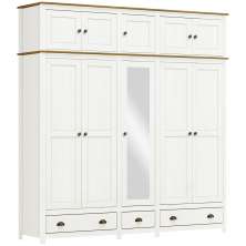 Guarda Roupa 10P 3G Espelho Madeira Maciça 220 cm 9139 Branco Freijo Milani Store