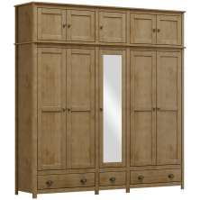 Guarda Roupa 10P 3G Espelho Madeira Maciça 220 cm 9139 Freijo Milani Store