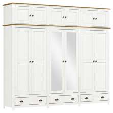 Guarda Roupa 12P 3G Espelho Madeira Maciça 261 cm 9134 Branco Freijo Milani Store