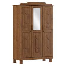 Guarda Roupa 3P Espelho Com Aplique 115 cm 1271 Castanho Milani Store