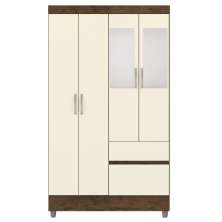 Guarda Roupa 4 Portas Espelho 102 cm 10090 Imbuia Champanhe VLR