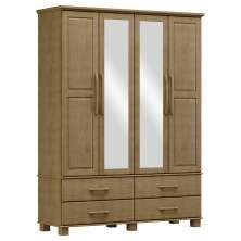 Guarda Roupa 4P 4G Espelho Madeira Maciça 168 cm 2252 Freijo Milani Store